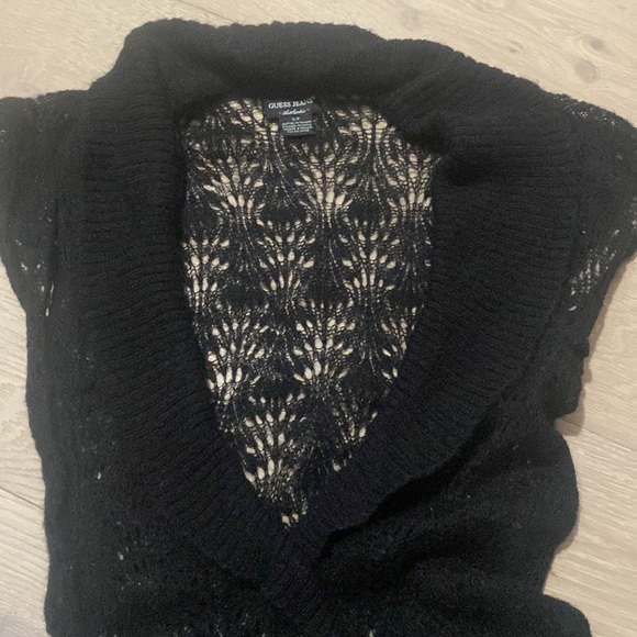 Crochet knit Shaw collar tunic sweater - Picture 3 of 4